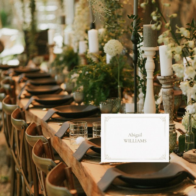 Cartão De Lugar Casamento Branco Atemporal (Criador carregado)