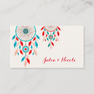 Cartão De Lugar Casamento de Boho Tribal com Dreamcatcher de penas
