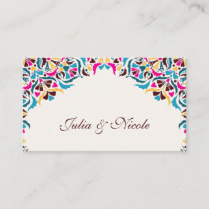 Cartão De Lugar Casamento de Borda com Estilo Floral de Marfim, Lu