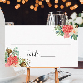 Cartão De Lugar Casamento de Buquê de Cores de Água de Boho Selvag