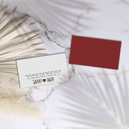 Cartão De Lugar Casamento de Coração Minimalista