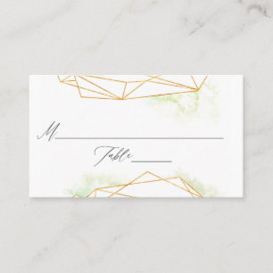 Cartão De Lugar Casamento de Cristal Geométrico por Aquarela