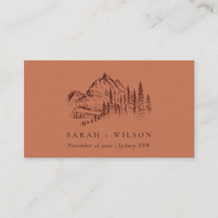 Cartão De Lugar Casamento de Desenhos Rust Orange Pine Woods Mount