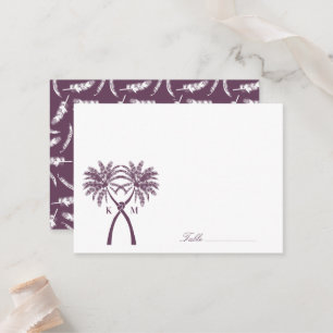 Cartão De Lugar Casamento de Destino Tropical de Palmeiras