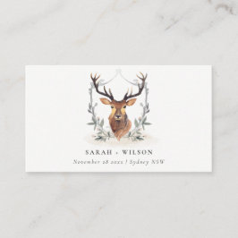 Cartão De Lugar Casamento de Dusky Deer Floral Crest