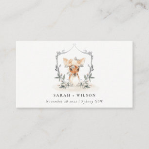 Cartão De Lugar Casamento de Dusky Deer Floral Crest