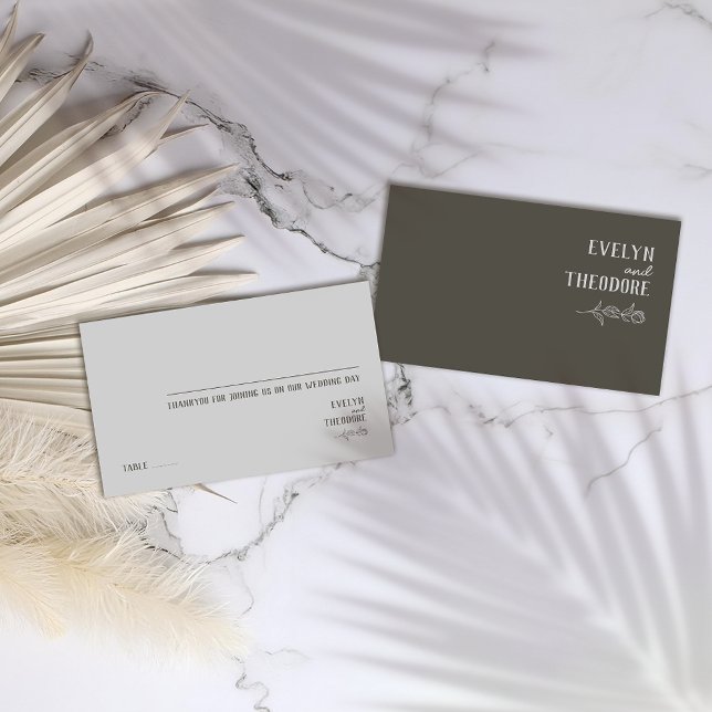 Cartão De Lugar Casamento de Flor de Arte de Linha Neutral Elegant (Criador carregado)