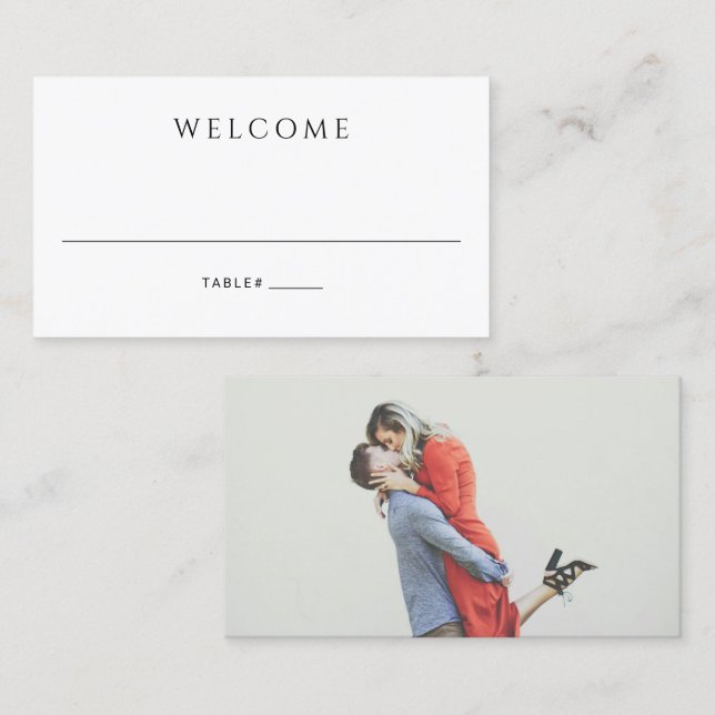 Cartão De Lugar Casamento de Foto Simples Moderna (Frente/Verso)