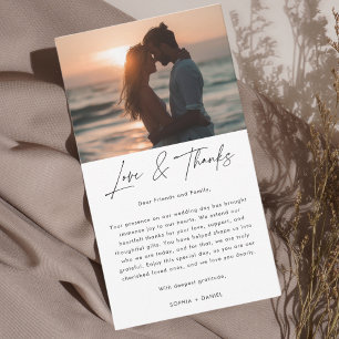 Cartão De Lugar Casamento de Fotos de Praia de Amor e Obrigados de