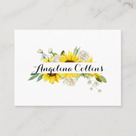 Cartão De Lugar Casamento de girassol aquarela rosa branca 