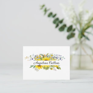 Cartão De Lugar Casamento de girassol azul de flor silvestre