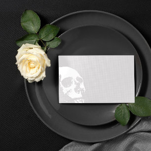 Cartão De Lugar Casamento de Góticos do crânio branco de Cinza cla