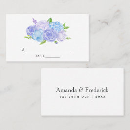 Cartão De Lugar Casamento de Hortênsia Azul e Lavanda Clara