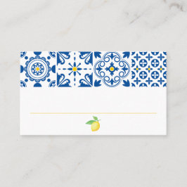 Cartão De Lugar Casamento de Limão com Limão com Azulejo do Medite