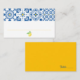 Cartão De Lugar Casamento de Limão com Limão com Azulejo do Medite