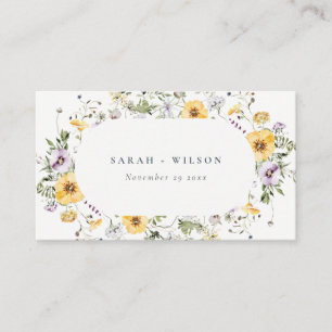 Cartão De Lugar Casamento de Moldura do Círculo Lilac Amarelo