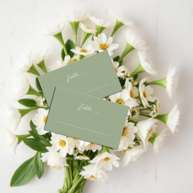 Cartão De Lugar Casamento de Monograma Verde e Branco (Criador carregado)