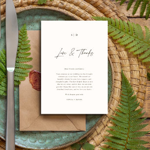 Cartão De Lugar Casamento de Obrigados e amor por caligrafia elega