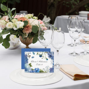 Cartão De Lugar Casamento de Orçamento Floral Azul-Violeta Boêmia