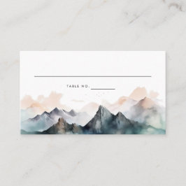 Cartão De Lugar Casamento de Paisagem de Montanha de Aquarela Mode
