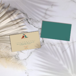 Cartão De Lugar Casamento de Pássaros de Amor