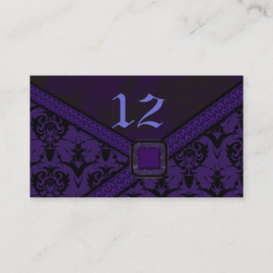 Cartão De Lugar Casamento de Renda Gótico Roxo e Preto