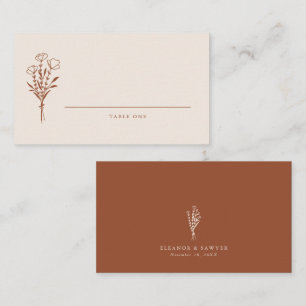 Cartão De Lugar Casamento de Terracotta Boho Minimalista de Botâni