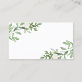 Cartão De Lugar Casamento de Watercolor Greenery and White Flowers