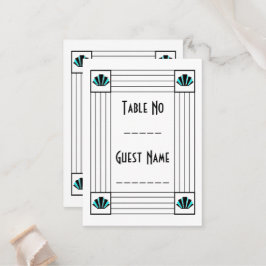 Cartão De Lugar Casamento Design de Arte Azul