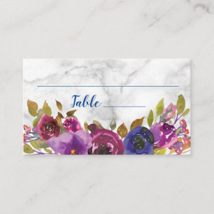 Cartão De Lugar Casamento Dourado Floral Marble Marble
