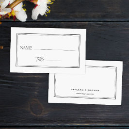 Cartão De Lugar Casamento Elegante Negro e Branco Minimalista Mode