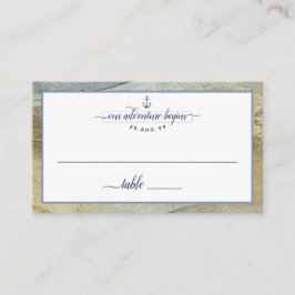 Cartão De Lugar Casamento Evento #Náutico Azul & Dourado #Âncora