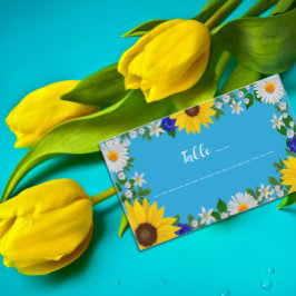 Cartão De Lugar Casamento Floral Azul do Céu Azul