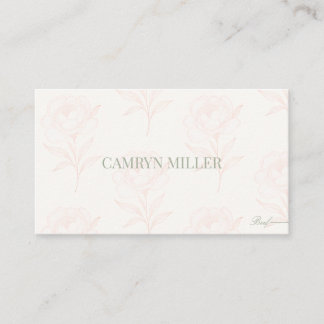 Cartão De Lugar Casamento Floral Botânico em Verde Sálvia Minimali