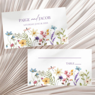Cartão De Lugar Casamento Floral de Flores Selvagens