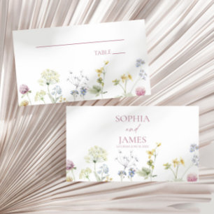 Cartão De Lugar Casamento Floral de Flores Silvestres