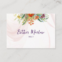 Cartão De Lugar Casamento Floral de Flores Silvestres da Primavera
