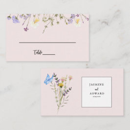Cartão De Lugar Casamento Floral de Flores Silvestres Simples Mode