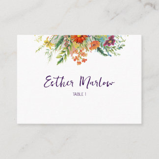 Cartão De Lugar Casamento Floral de Primavera selvagem