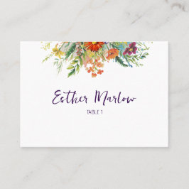 Cartão De Lugar Casamento Floral de Primavera selvagem