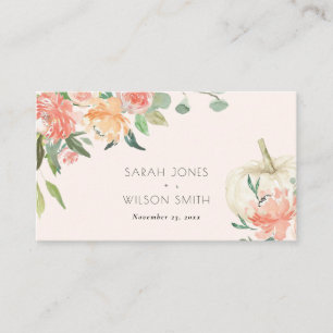 Cartão De Lugar Casamento Floral de Pumpkin Branco Suave