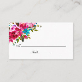 Cartão De Lugar Casamento Floral de Watercolor Boho Chic