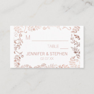 Cartão De Lugar Casamento floral Dourado elegante do rosa branco
