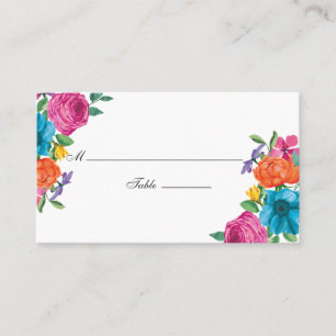 Cartão De Lugar Casamento Floral Fiesta Aquarela
