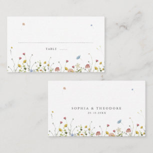Cartão De Lugar Casamento Floral Minimalista do Jardim de primaver