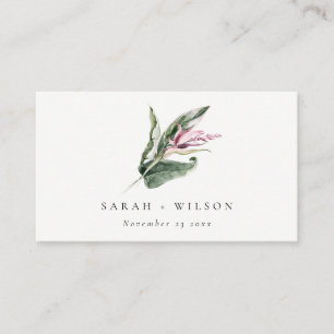 Cartão De Lugar Casamento Floral Mínimo Elegante Rosa-Tropical