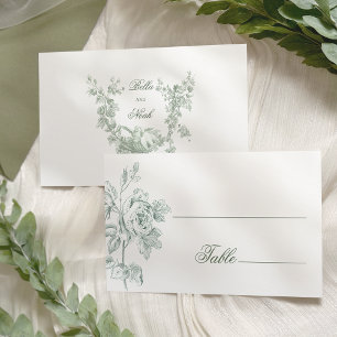Cartão De Lugar Casamento Floral Romântico Sage