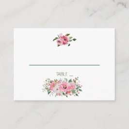 Cartão De Lugar Casamento Floral Rosa Vibrante