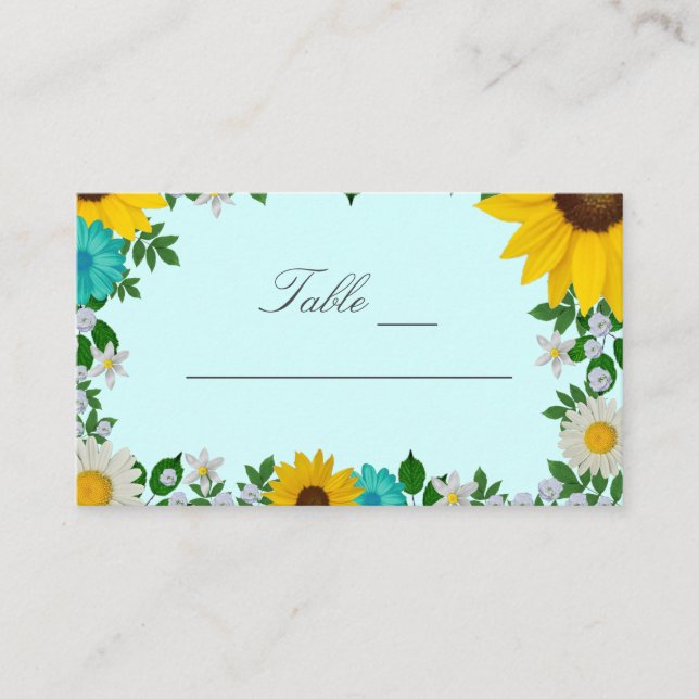 Cartão De Lugar Casamento Floral Rustic Sunflower Daisy (Frente)