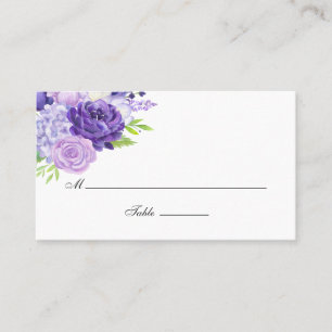 Cartão De Lugar Casamento Floral Ultra Violet Watercolor